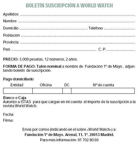 Suscrbete a la revista World Watch